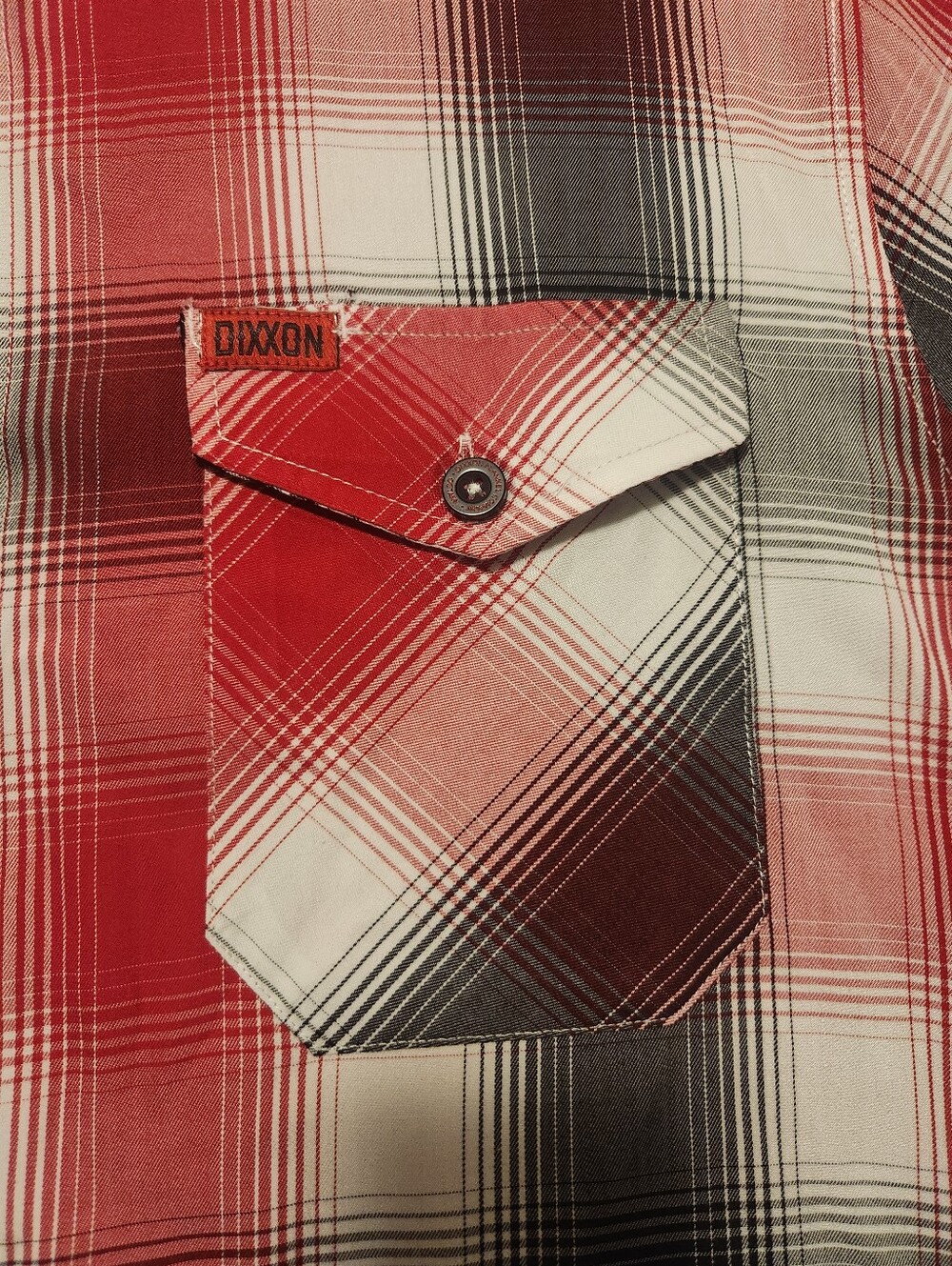 Dixxon Flannel Co Button Down Shirt Men Size Large Red Black Octane D-Lux Bamboo - Picture 5 of 10